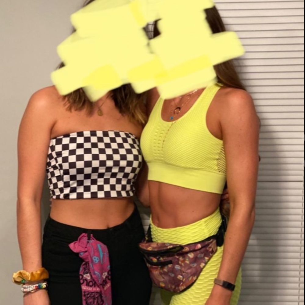 SEAMLESS PERFORATED MESH STRAPPY NEON GREEN YELLOW SPORTS BRA